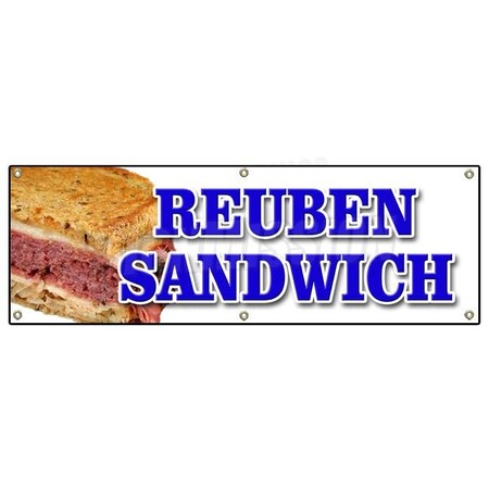 Signmission Reuben Sandwich Banner Heavy Duty 13 Oz Vinyl with Grommets B-72 Reuben Sandwich